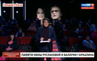 'Прямой эфир' 22.11.2021: Памяти Нины Руслановой и Валерия Гаркалина